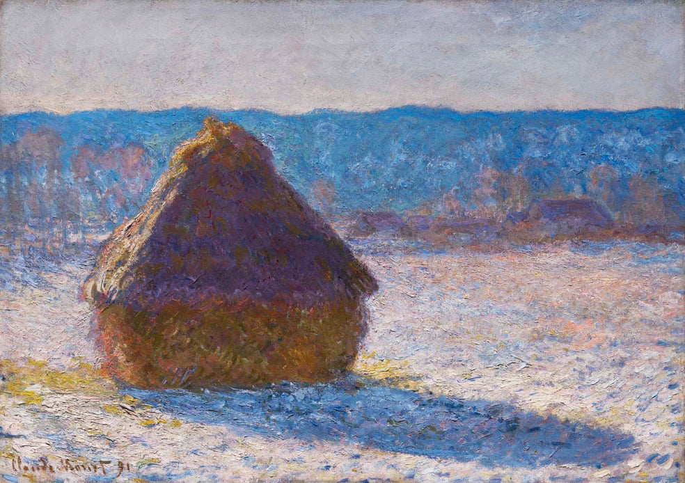 घास के तिनके: बर्फ़ का प्रभाव - Claude Monet