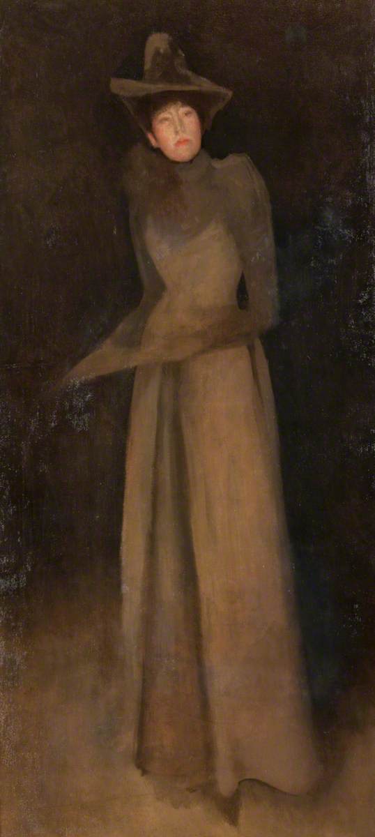 Reproduction du tableau « Harmonie en brun : Le chapeau de feutre vers 1890 - James Abbott McNeill Whistler » par Alpha Reproduction en peinture à l’huile