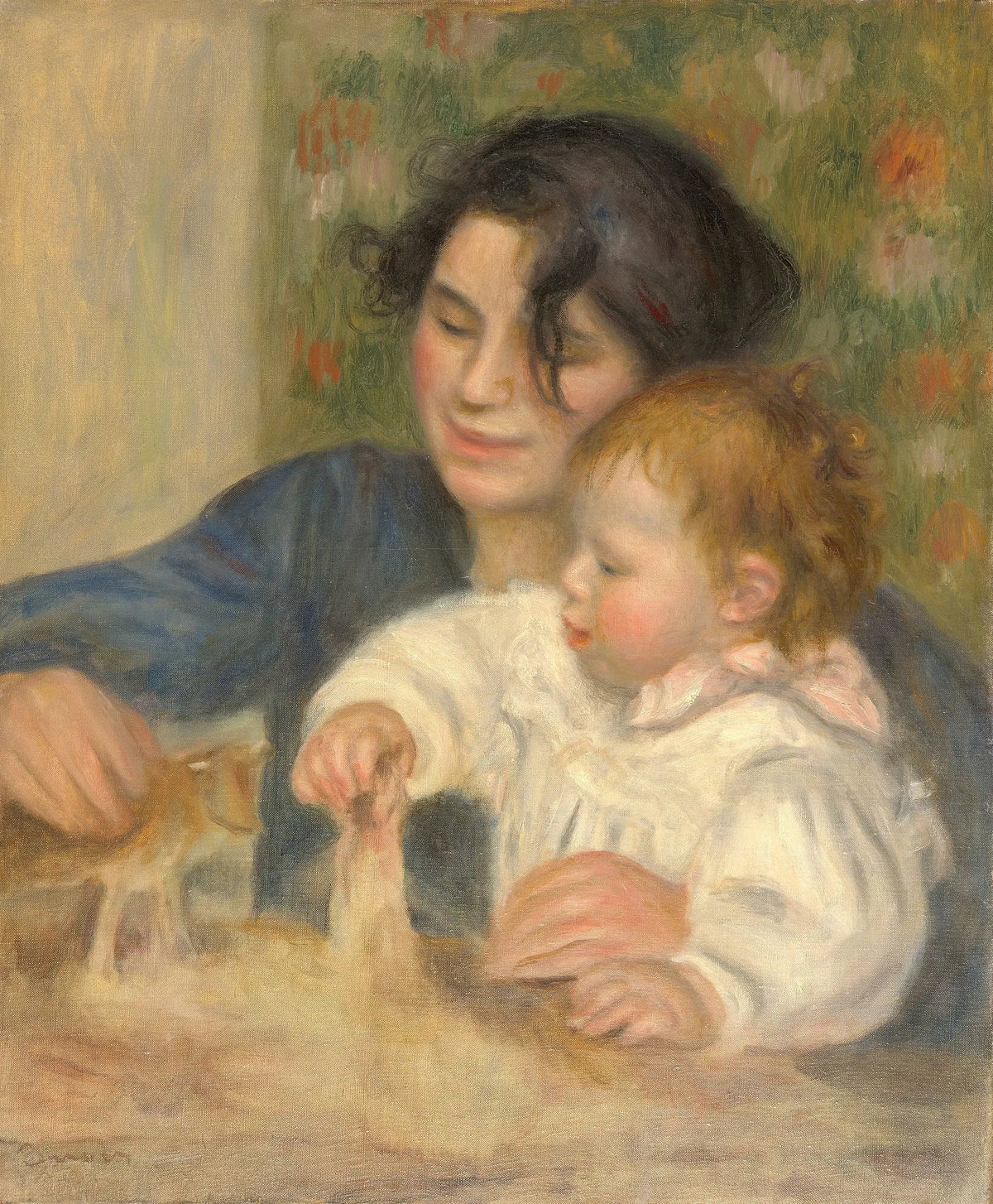 Gabrielle Renard avec Jean Renoir enfant, peints par Auguste Renoir
