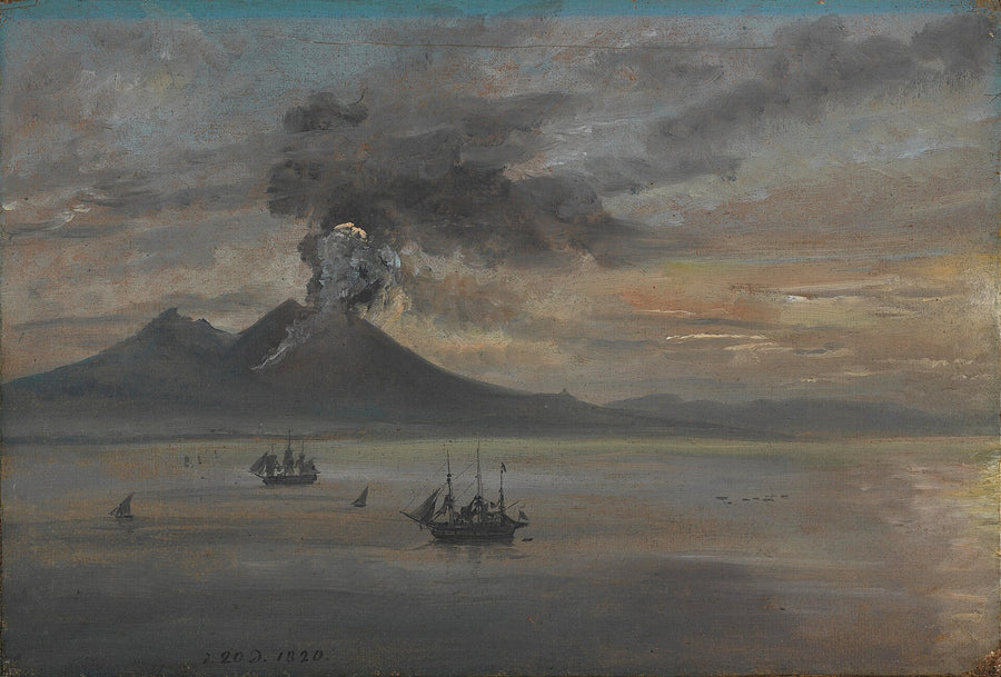 Éruption du Vésuve, Johan Christian Dahl, 1821, peinture à l’huile