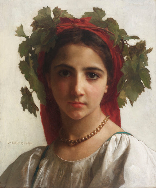 Jeune fille couronnée de pampres - William Bouguereau Reproductions de tableaux à la peinture à l’huile