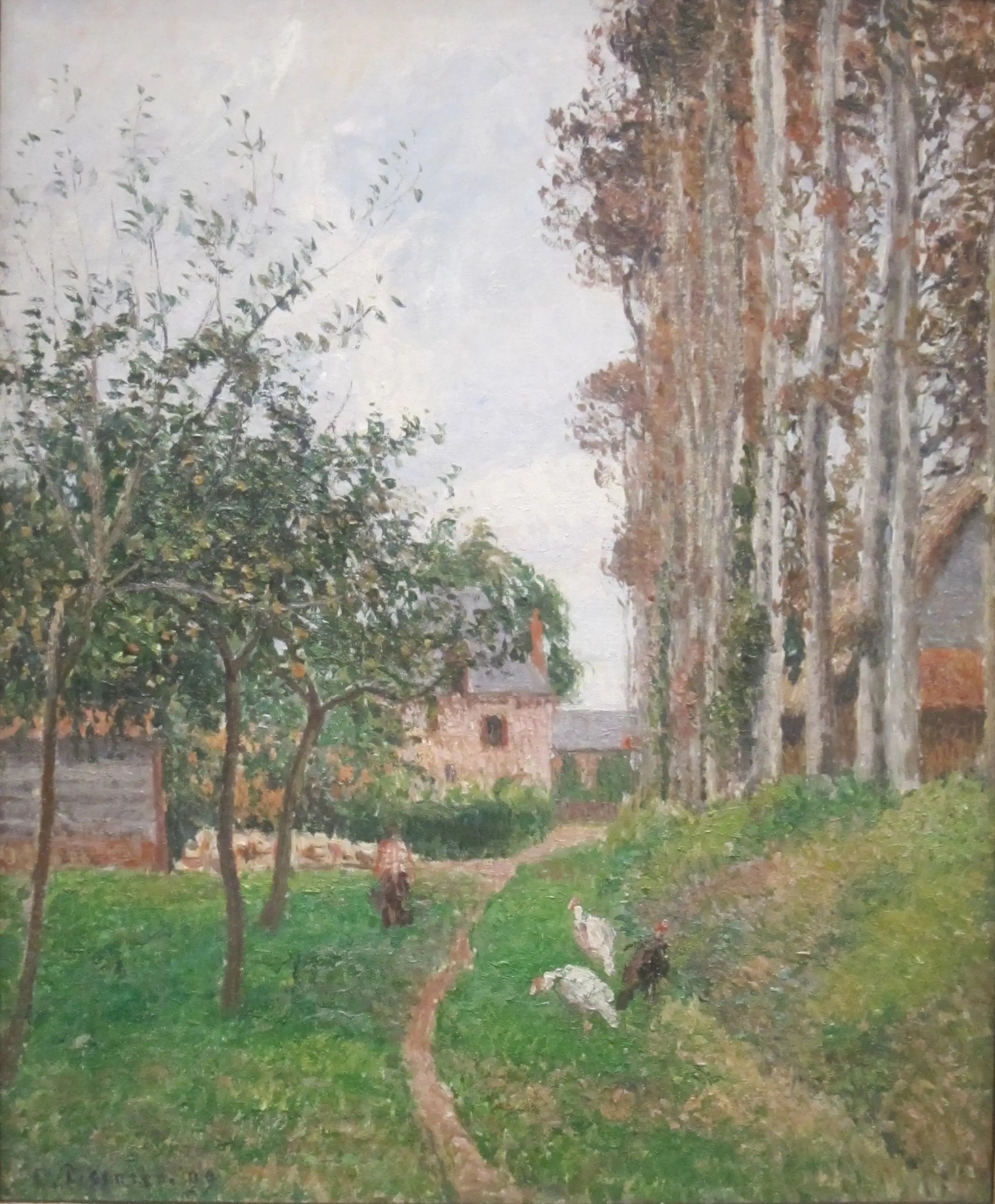 Reproduction du tableau « Le Verger du Manoir d'Ango avec les Poules, Varengeville - Camille Pissarro » par Alpha Reproduction en peinture à l’huile