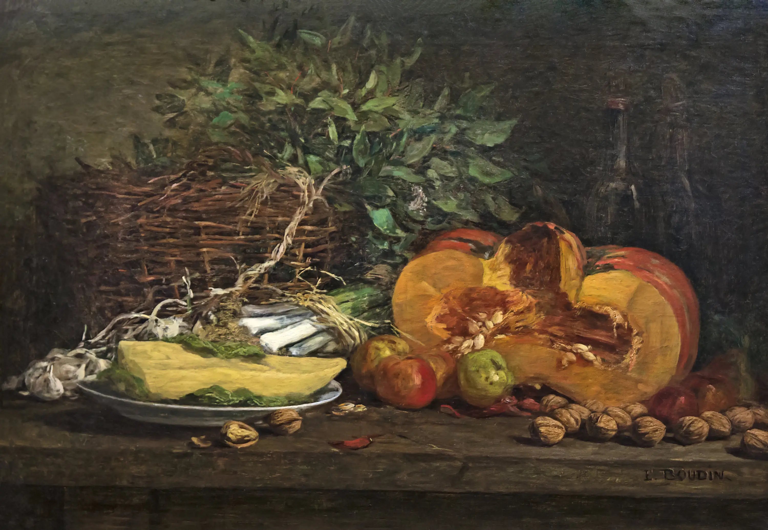 Reproduction du tableau « Nature morte au potiron - Eugène Boudin » par Alpha Reproduction en peinture à l’huile