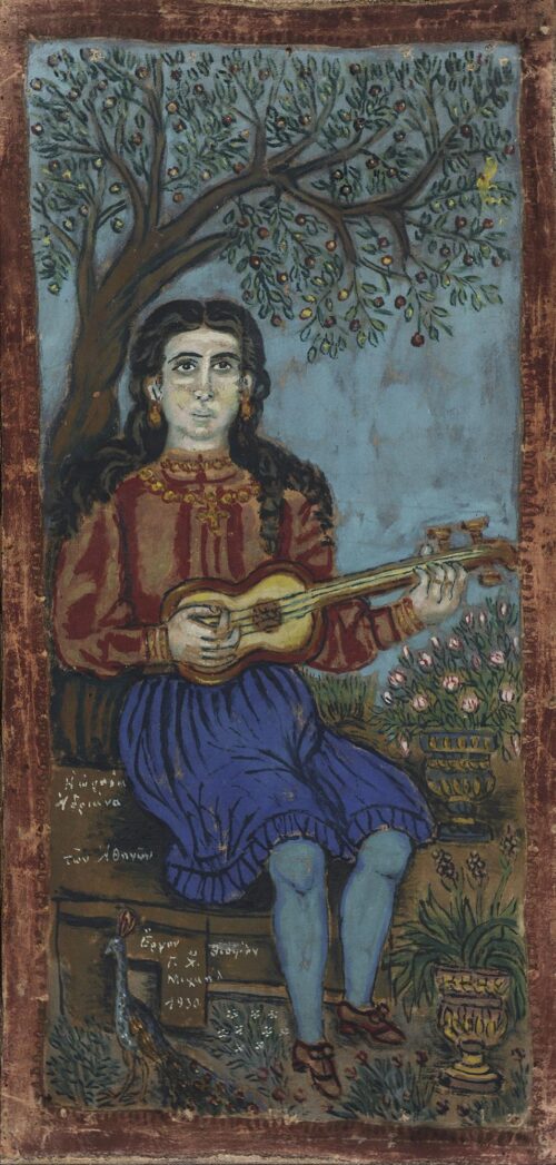 La Belle Adriana d’Athènes, Theophilos Chatzimichael, 1930, Thinned oil (?) on canvas