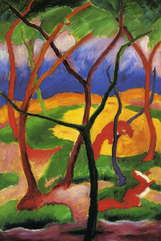 Belette jouant - Franz Marc - Reproductions de tableaux et peintures haut de gamme