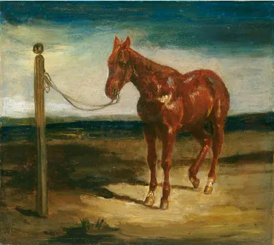 Reproduction du tableau « Un cheval attelé à un poteau - Eugène Delacroix » par Alpha Reproduction en peinture à l’huile