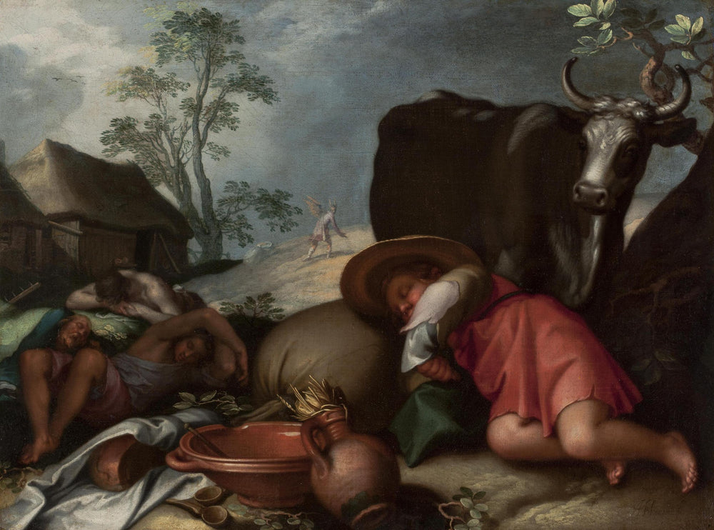 Paysage avec bergers et Satan semant de l'ivraie - Abraham Bloemaert image 1 tableau peint à l’huile sur toile