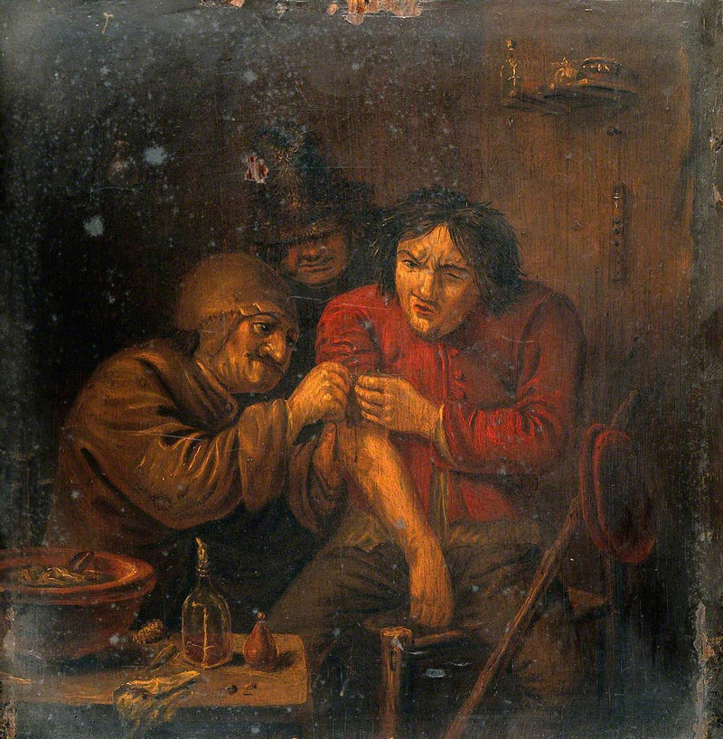 Un chirurgien soigne le bras d'un homme - Adriaen Brouwer