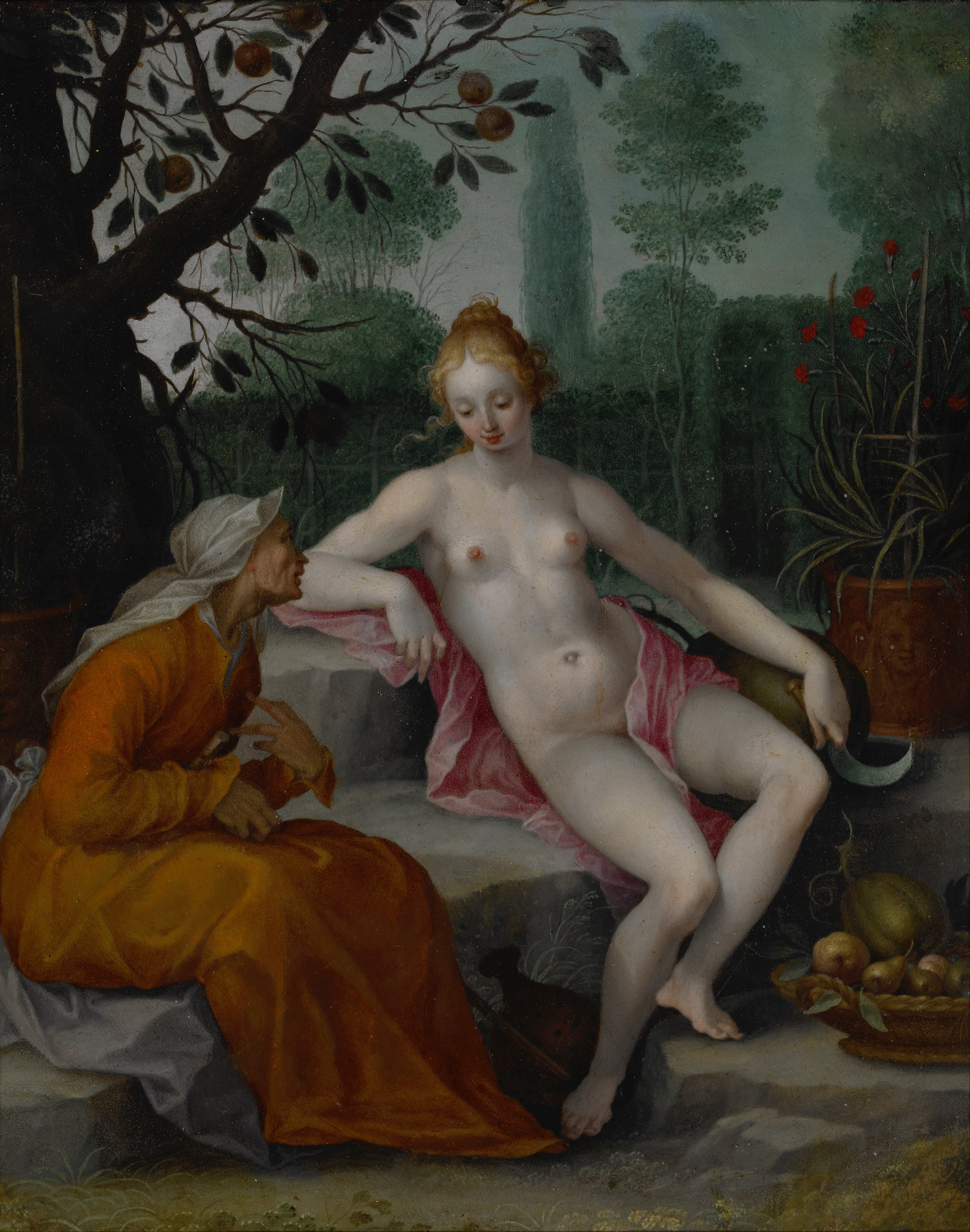 Vertumne et Pomone - Abraham Bloemaert image 1 copie peinte à la main à l’huile