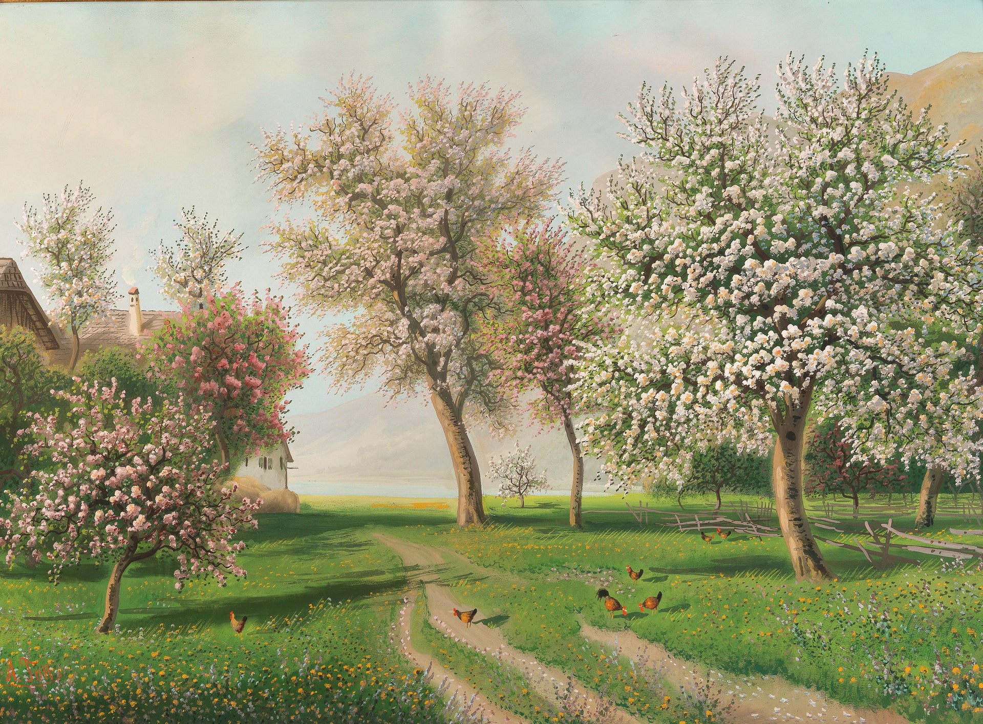 Arbres en fleurs, peinture de Alois Tott