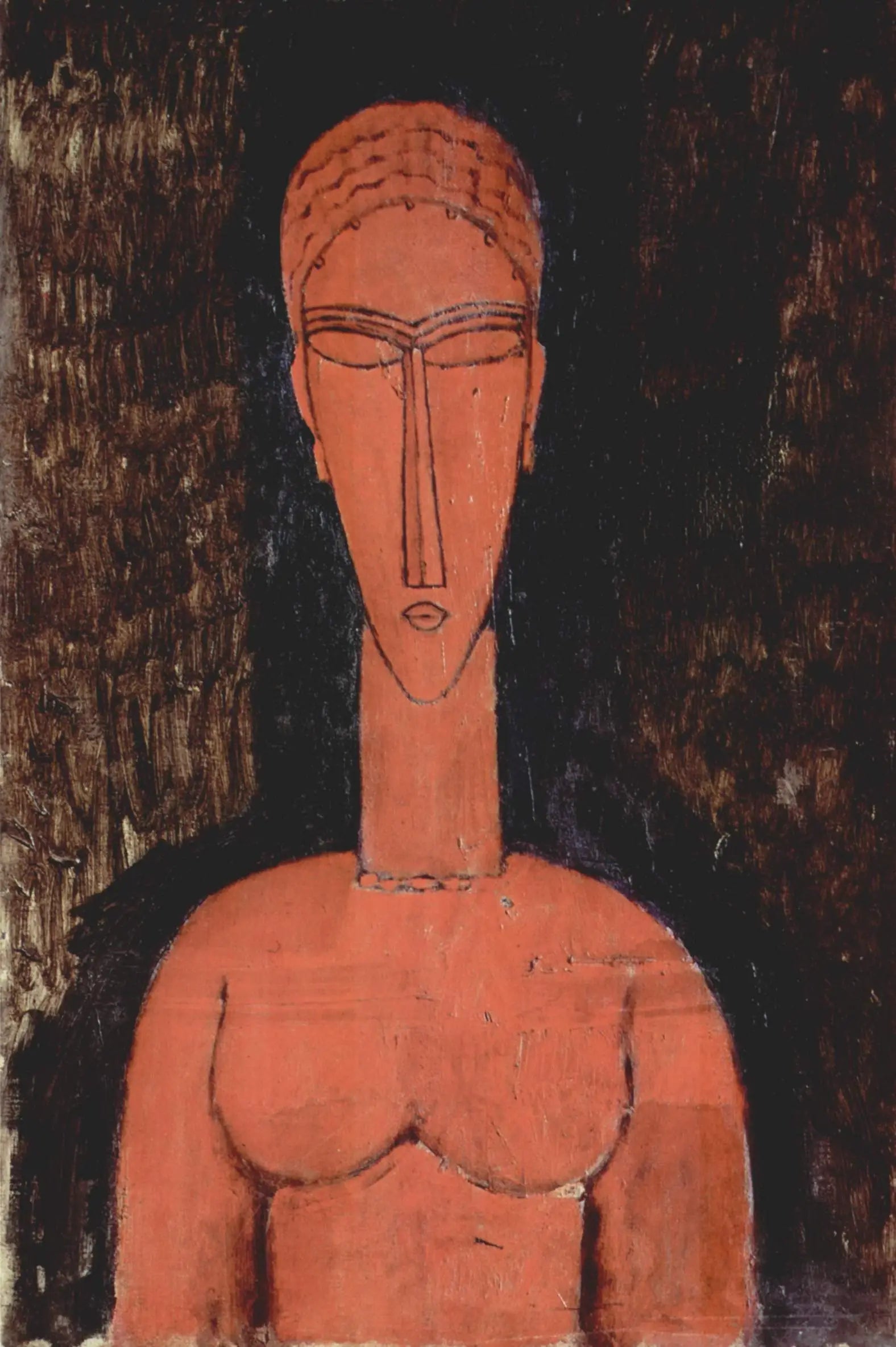 Reproduction du tableau « Le grand buste rouge - Amedeo Modigliani » par Alpha Reproduction en peinture à l’huile