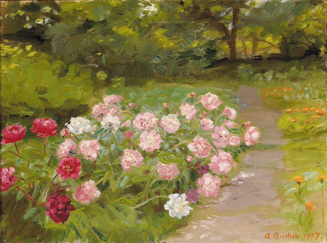 Des pivoines dans le jardin. - Anna Ancher - Alpha Reproduction