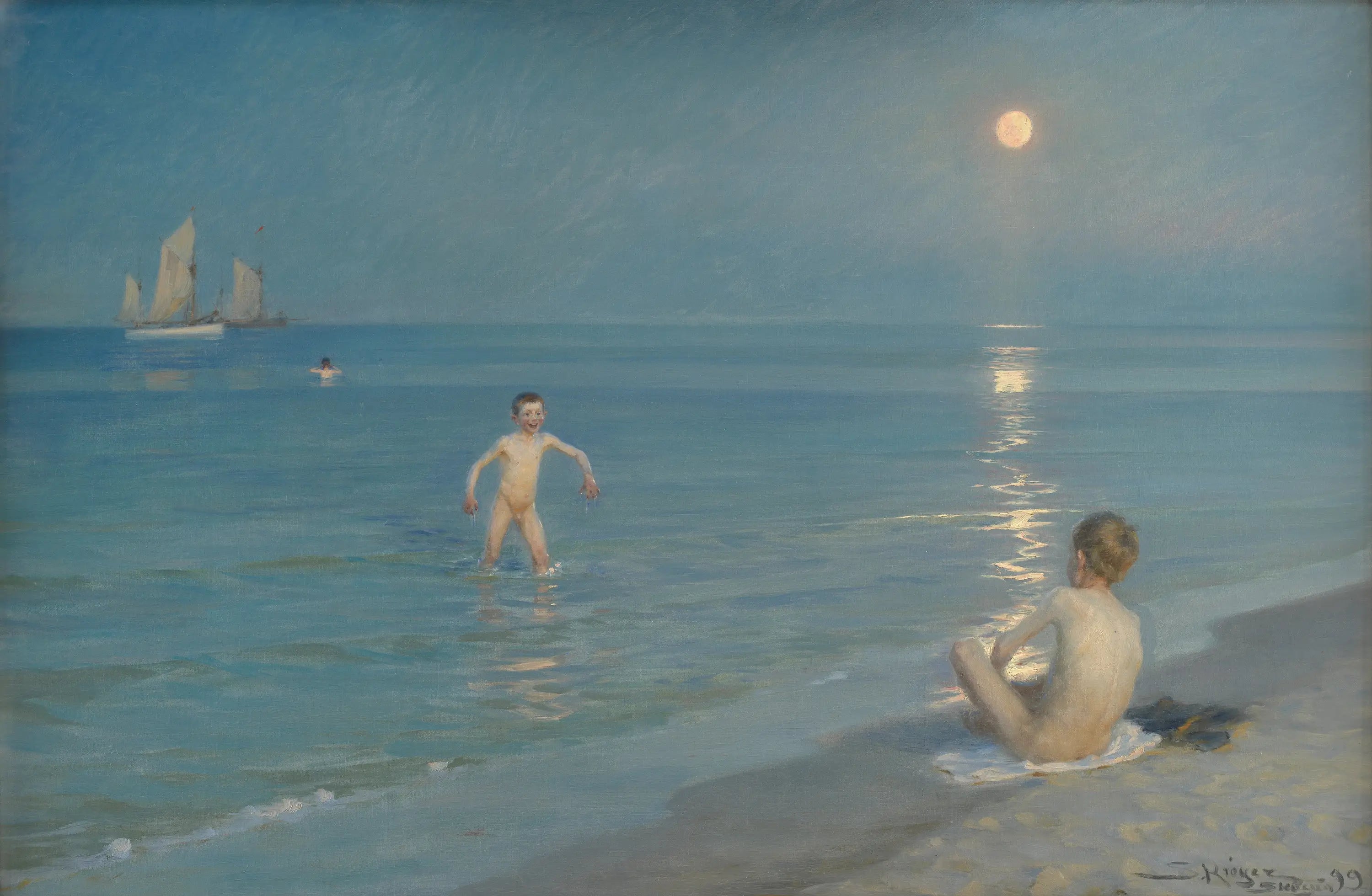Garçons se baignant à Skagen. Soirée d’été - Peder Severin Krøyer - Alpha Reproduction