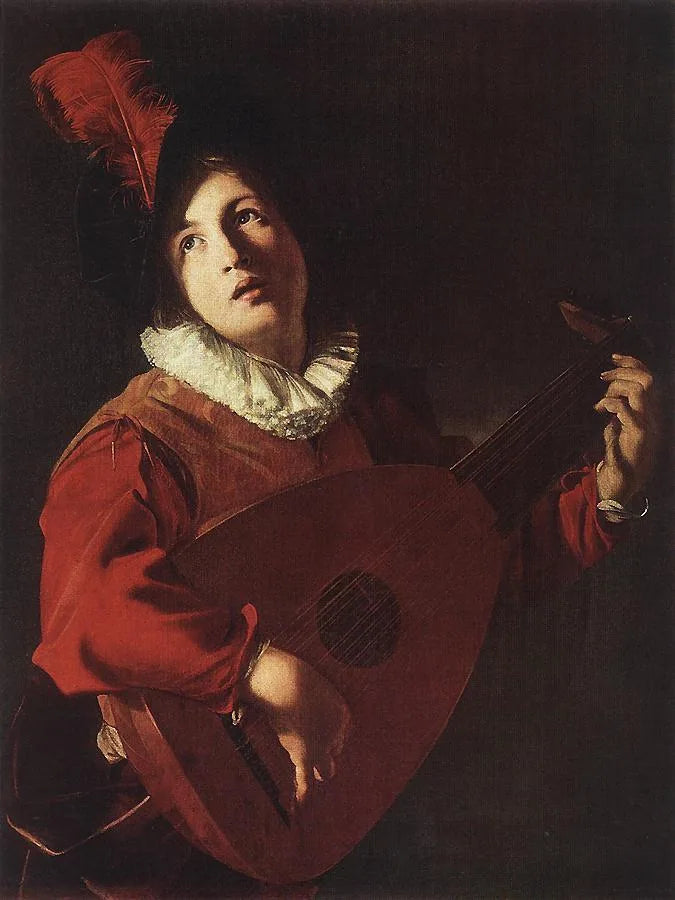 Le Jeune Joueur de luth - Bartolomeo Manfredi image 1 copie peinte à la main à l’huile