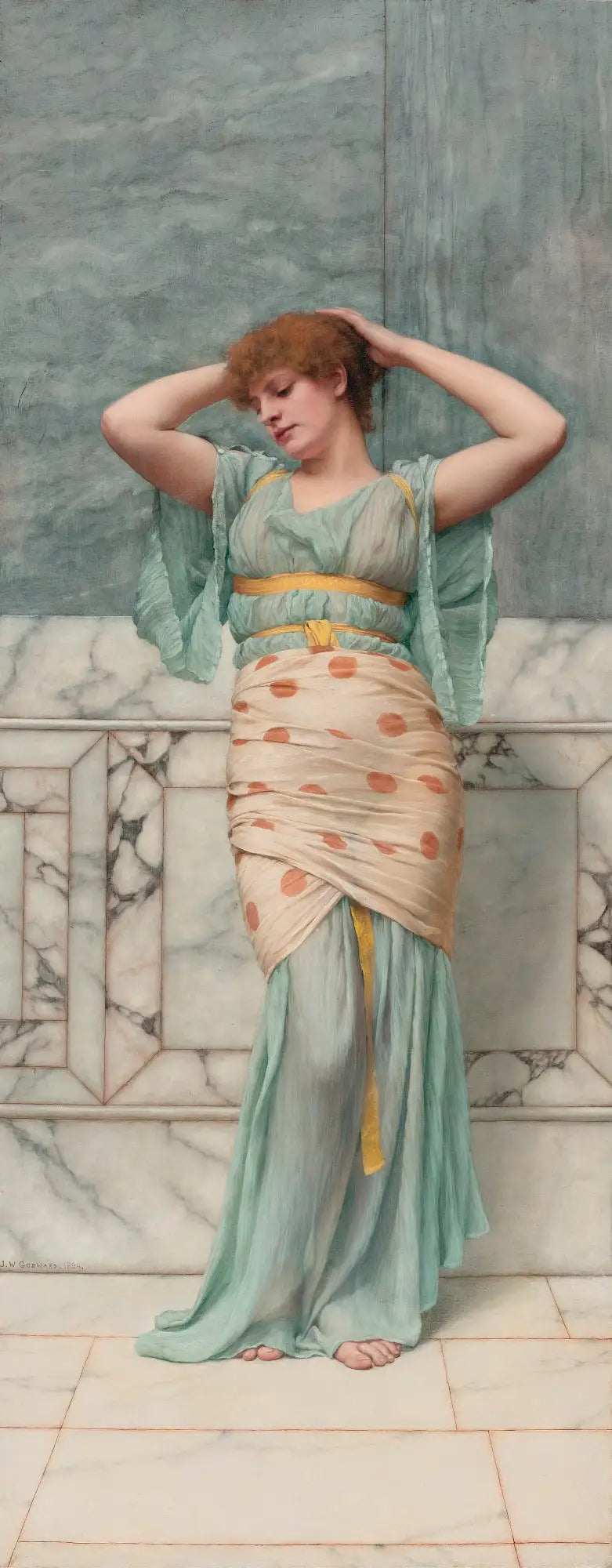 La beauté dans une pièce en marbre - John William Godward - Alpha Reproduction