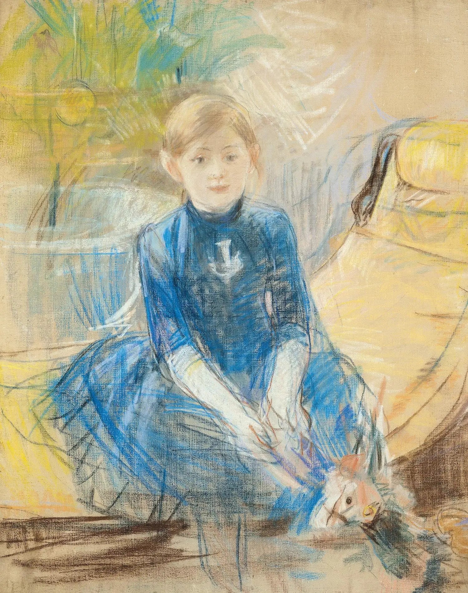 Reproduction du tableau « Fillette au jersey bleu - Berthe Morisot » par Alpha Reproduction en peinture à l’huile
