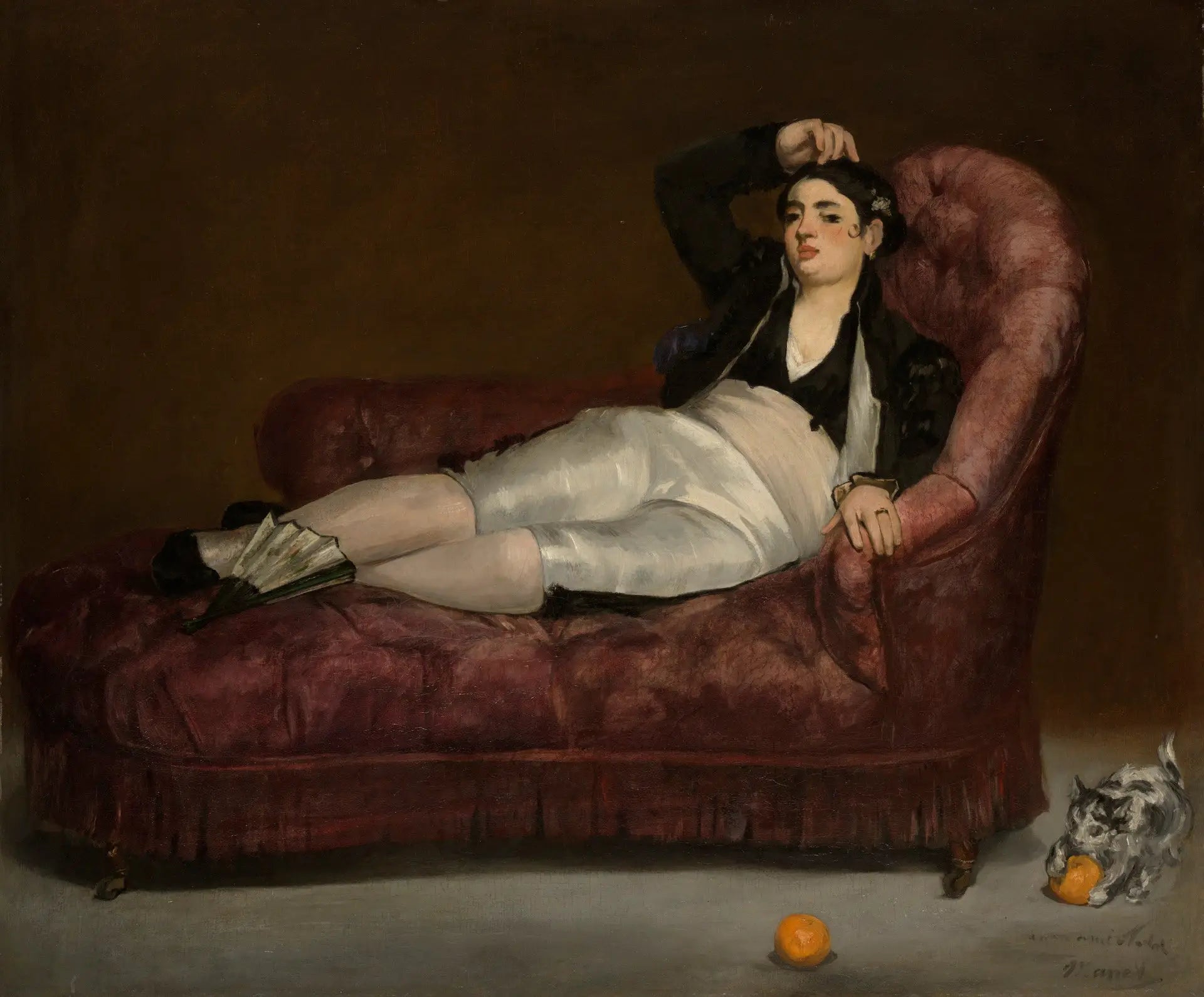Reproduction du tableau « Jeune Femme couchée en costume espagnol - Édouard Manet » par Alpha Reproduction en peinture à l’huile