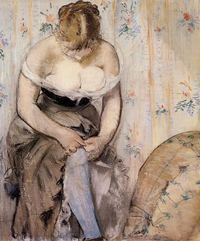 Reproduction du tableau « Femme à la Jarretière - Édouard Manet » par Alpha Reproduction en peinture à l’huile
