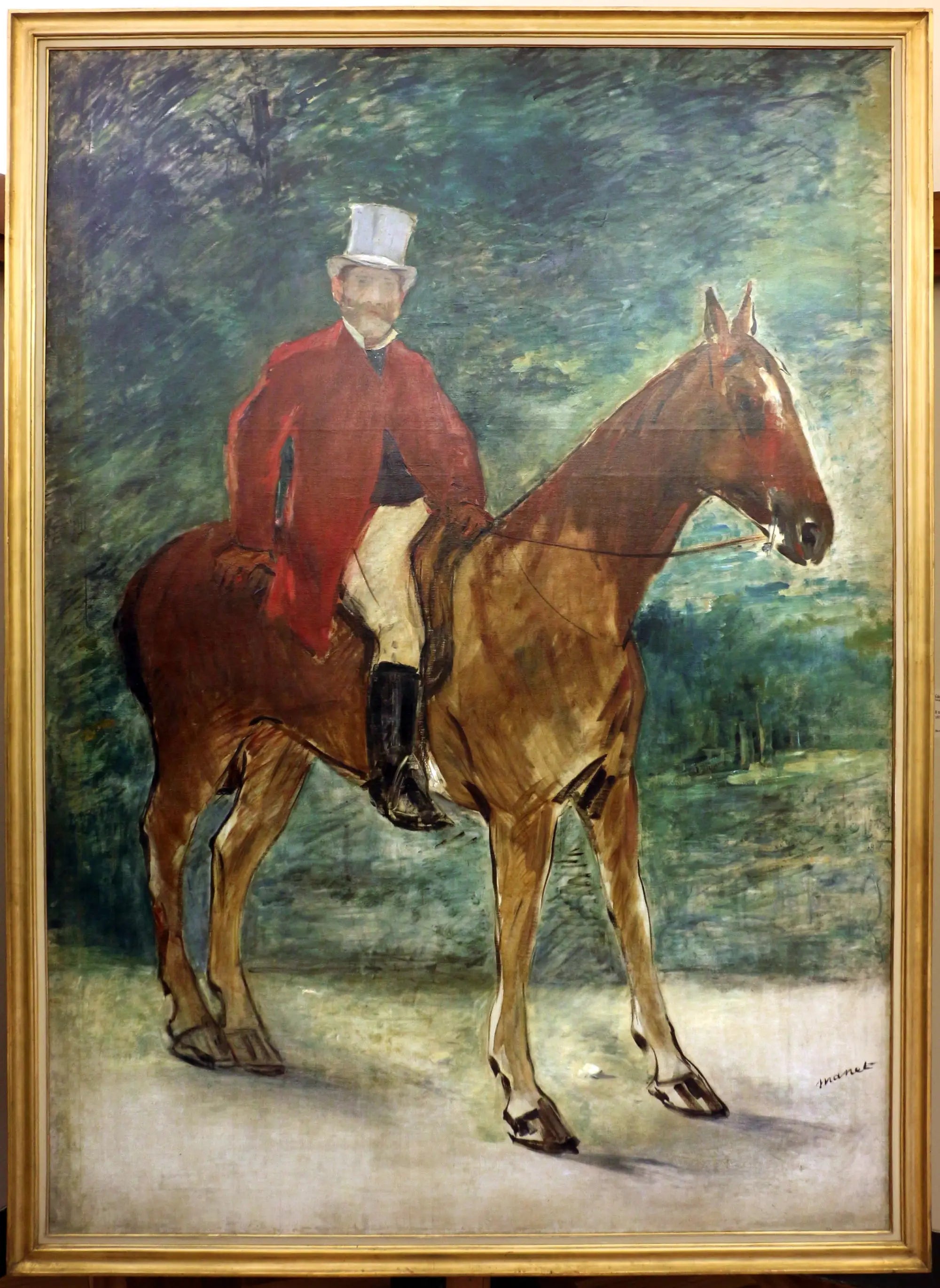 Reproduction du tableau « Portrait de M. Arnaud à cheval - Édouard Manet » par Alpha Reproduction en peinture à l’huile