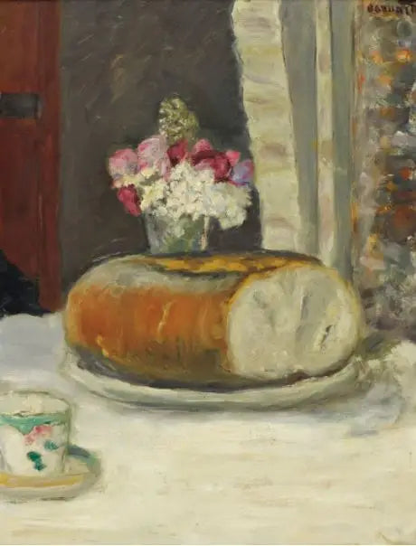 Reproduction du tableau « Coin de table (Tasse à café, pain et fleurs) - Pierre Bonnard » par Alpha Reproduction en peinture à l’huile