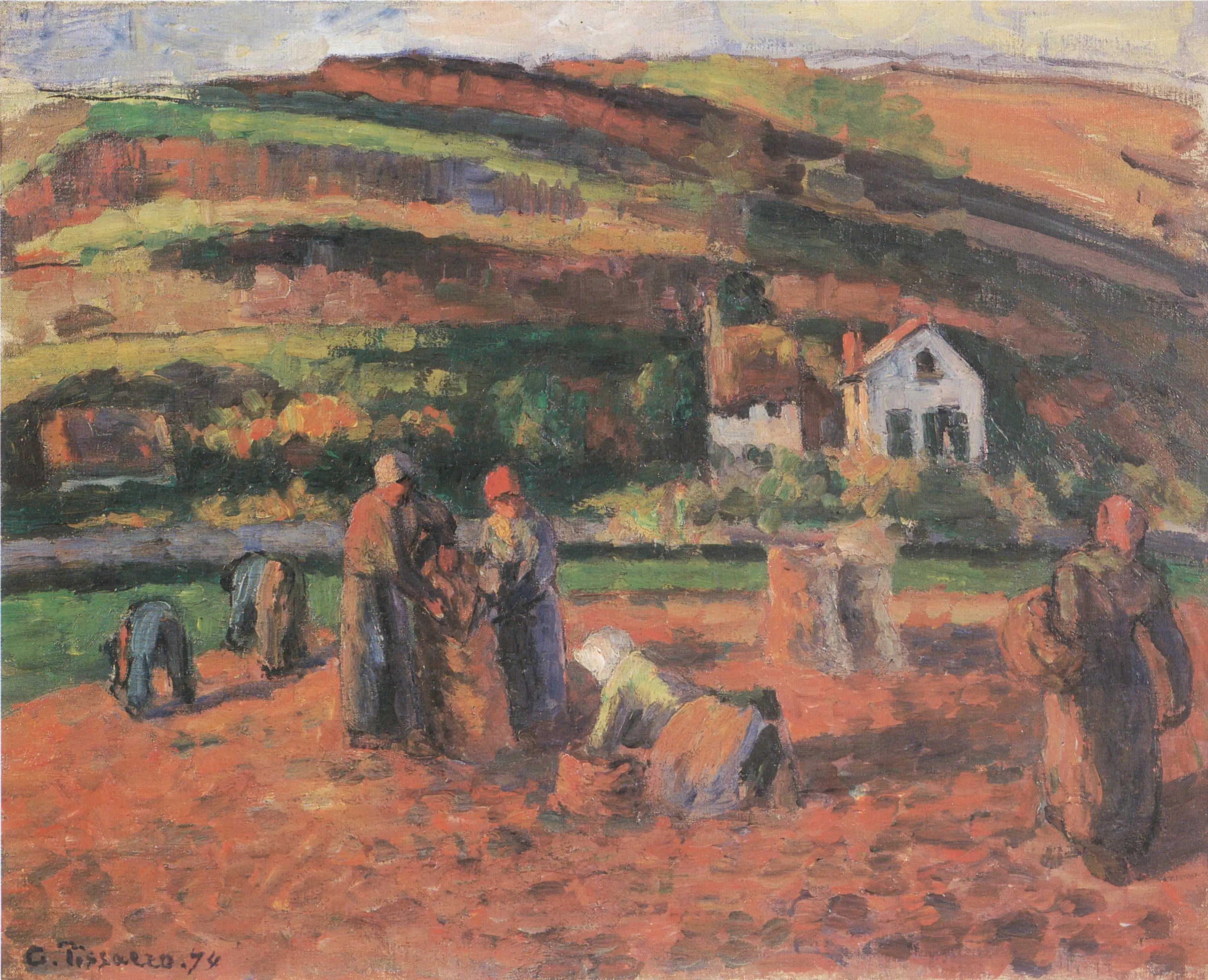 Reproduction du tableau « La Récolte des pommes de terre - Camille Pissarro » par Alpha Reproduction en peinture à l’huile