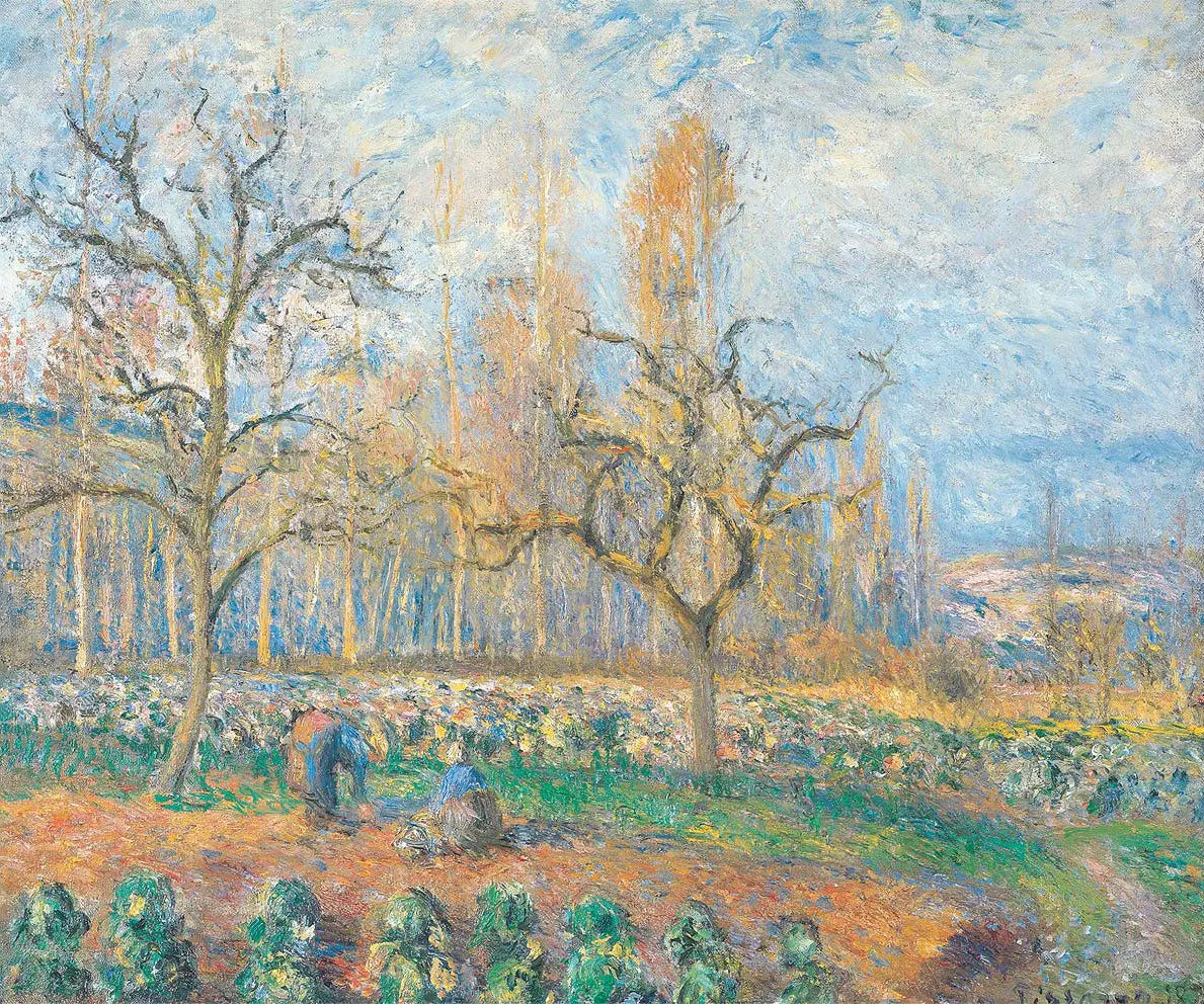 Reproduction du tableau « Verger à Pontoise, soleil couchant - Camille Pissarro » par Alpha Reproduction en peinture à l’huile