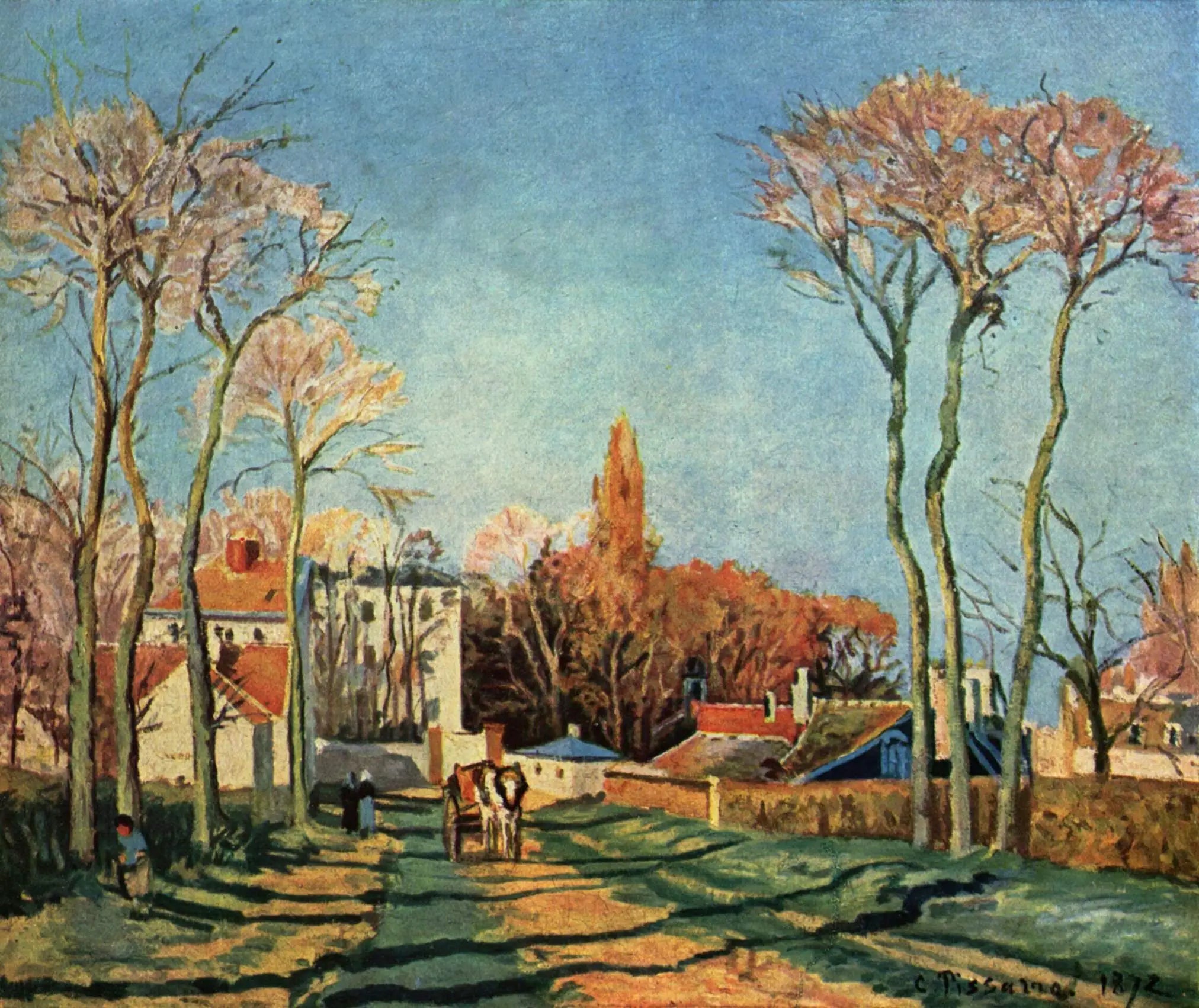 Reproduction du tableau « Entrée du village de Voisins - Camille Pissarro » par Alpha Reproduction en peinture à l’huile