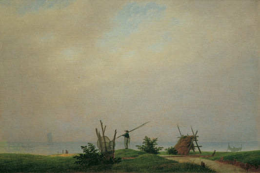 Reproduction du tableau « Rivage avec pêcheur - Caspar David Friedrich » par Alpha Reproduction en peinture à l’huile