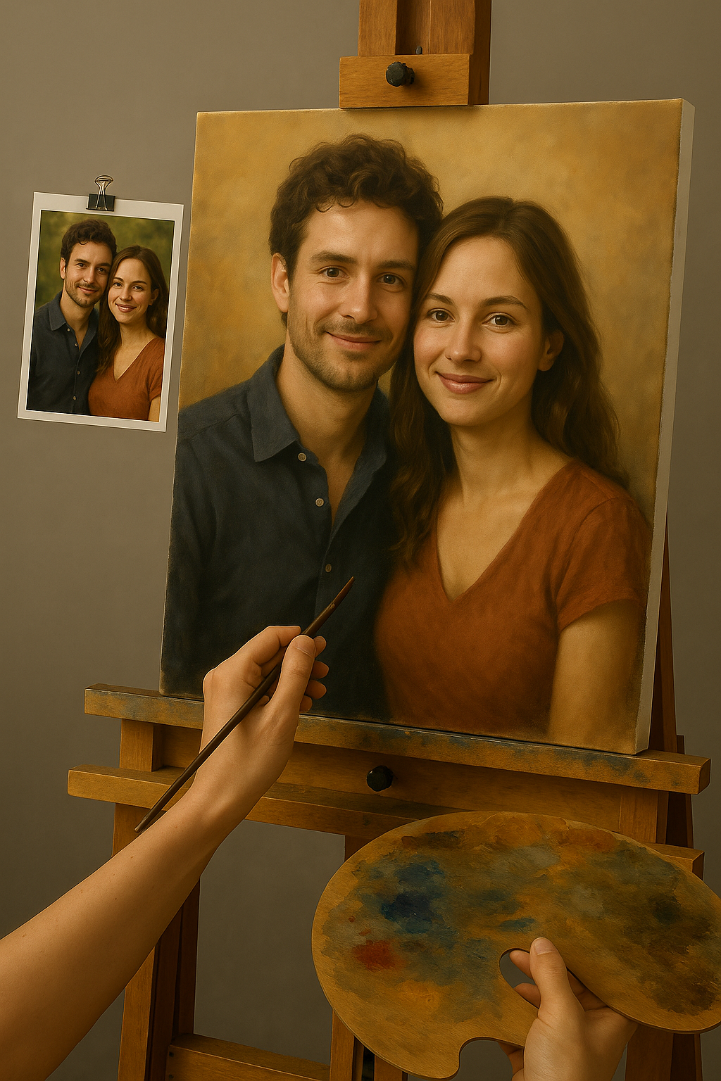 💑 व्यक्तिगत जोड़े की तस्वीर – अनोखी और भावनात्मक तेल चित्रकला