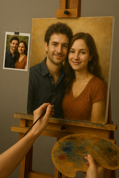 💑 व्यक्तिगत जोड़े की तस्वीर – अनोखी और भावनात्मक तेल चित्रकला