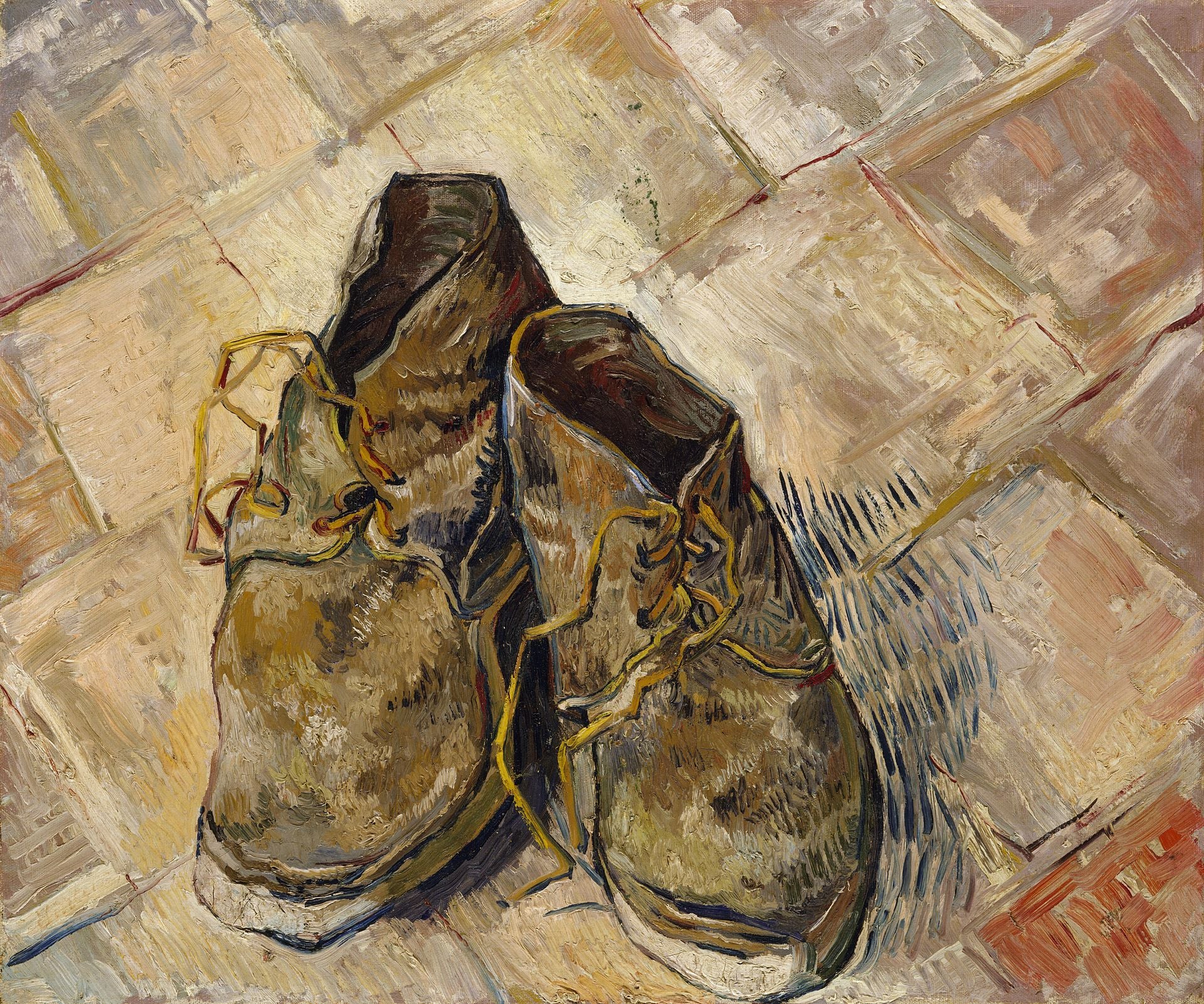 Reproduction du tableau « Chaussures - Vincent van Gogh » par Alpha Reproduction en peinture à l’huile