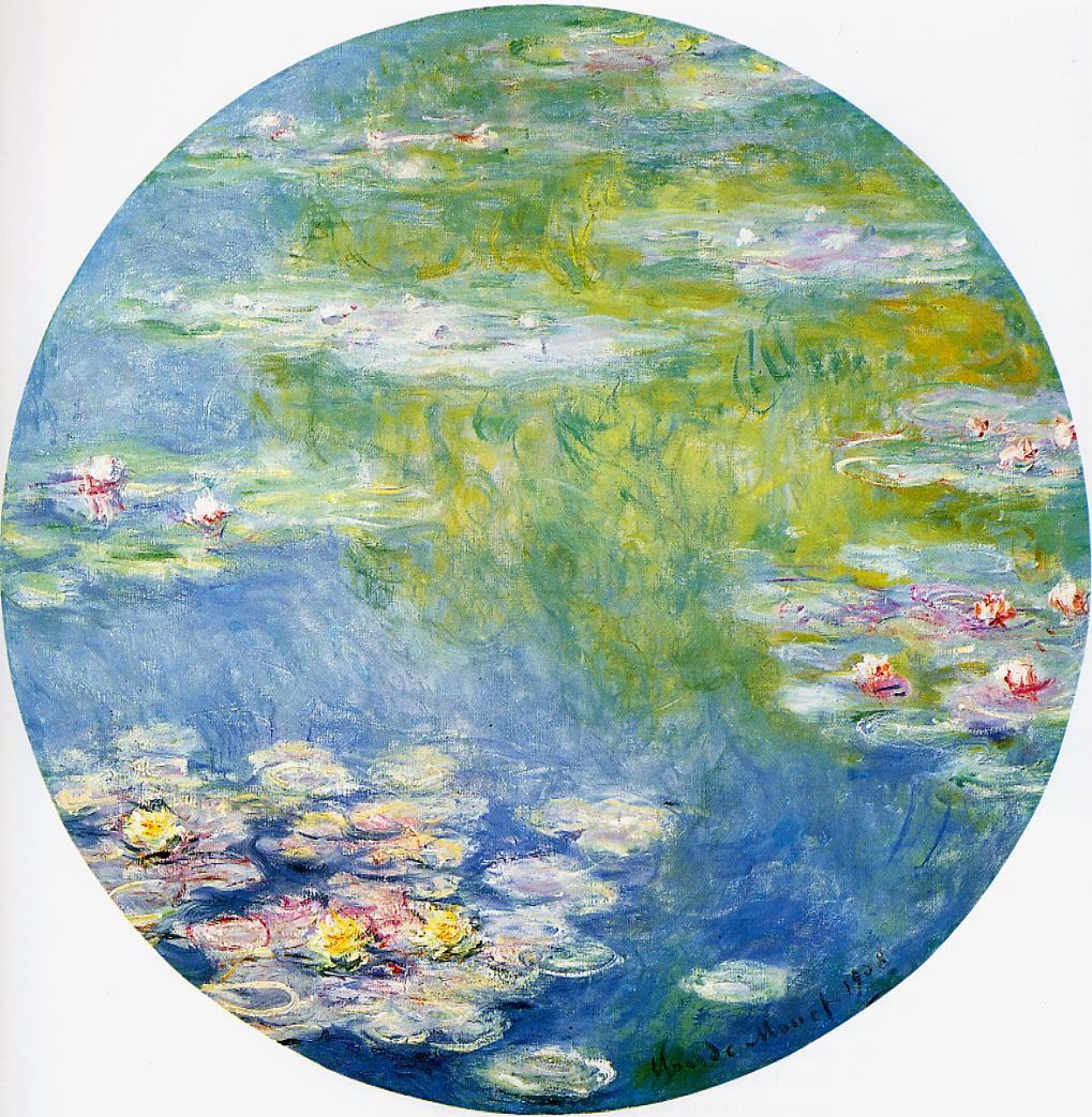 🎨 निंफियास, 1908 – क्लॉड मोनेट (वृत्ताकार संस्करण)