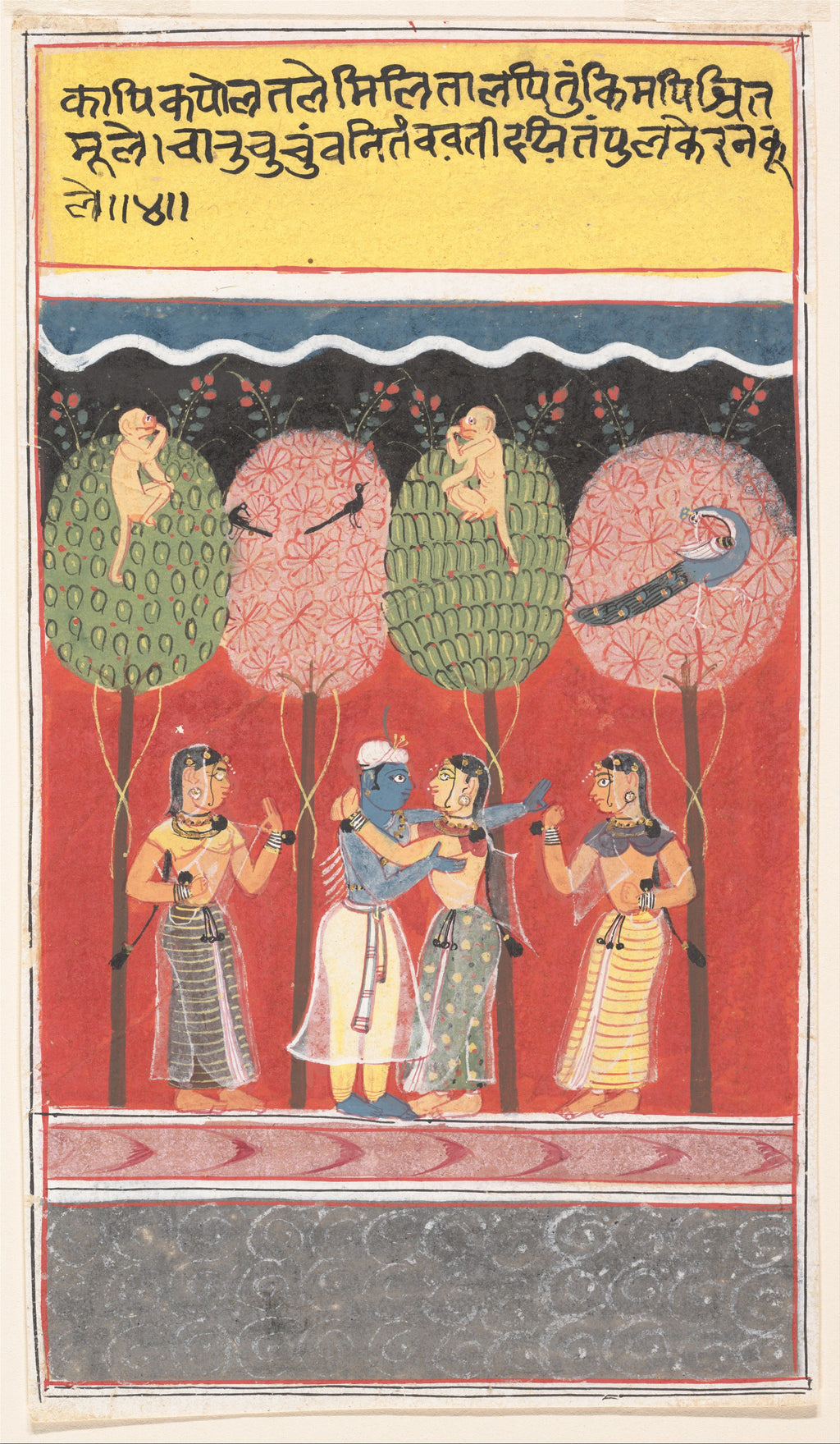 India (Madhya Pradesh, Malwa), Krishna Revels with the Gopis: Page from a Dispersed Gita Govinda (Song of the Cowherds), ca. 1630–40, The Metropolitan Museum of Art, New York
