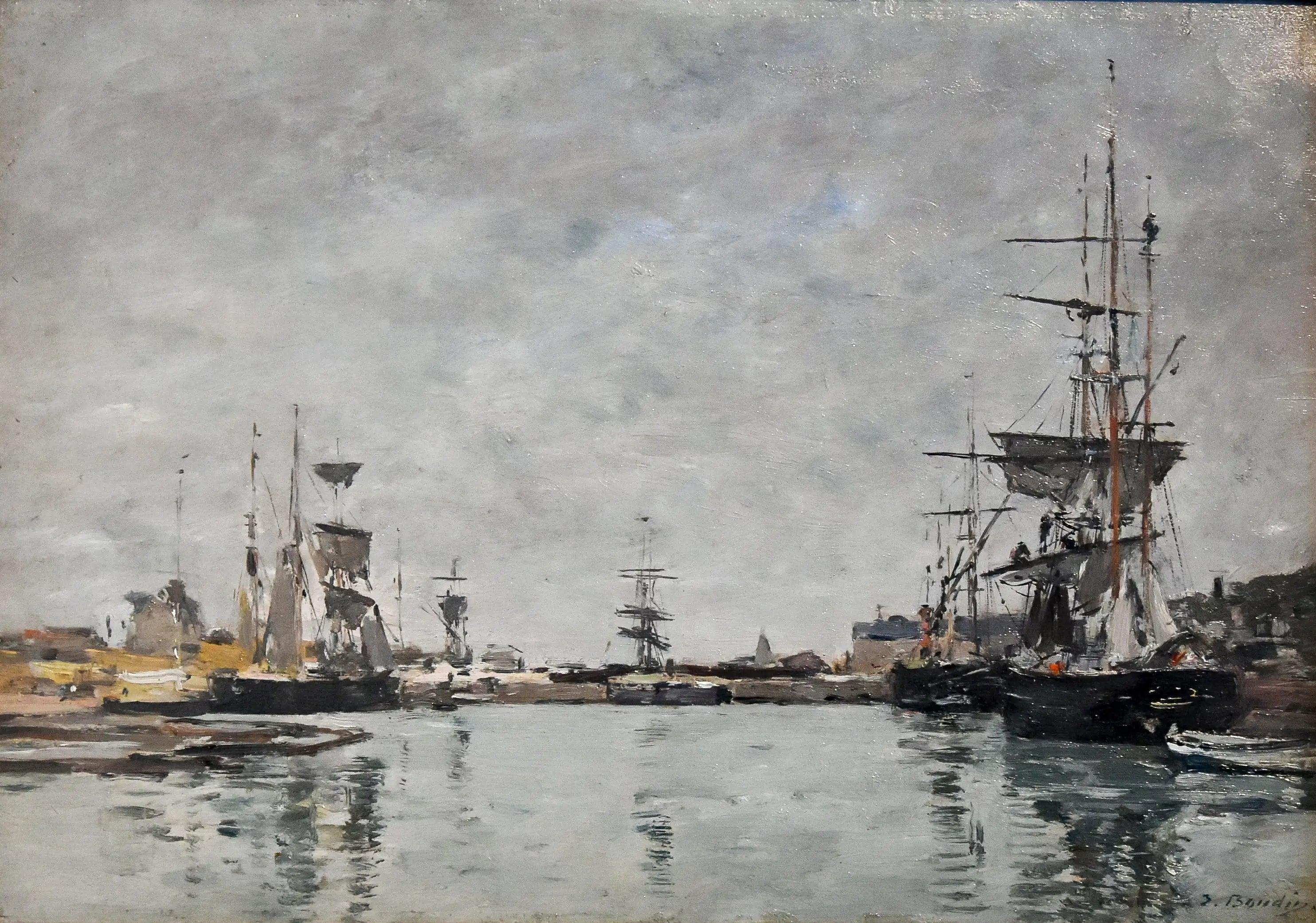 Reproduction du tableau « Bassin de Deauville ciel gris - Eugène Boudin » par Alpha Reproduction en peinture à l’huile