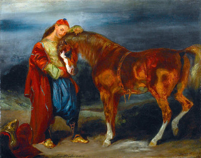 Reproduction du tableau « Jeune Turc caressant son cheval - Eugène Delacroix » par Alpha Reproduction en peinture à l’huile