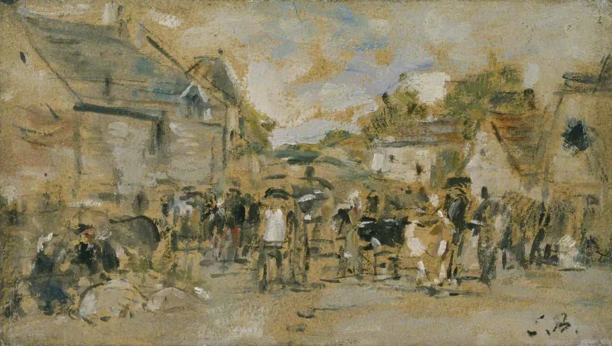 Reproduction du tableau « Marché du village - Eugène Boudin » par Alpha Reproduction en peinture à l’huile