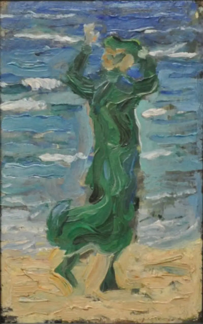 Reproduction du tableau « Femme dans le vent au bord de la mer - Franz Marc » par Alpha Reproduction en peinture à l’huile