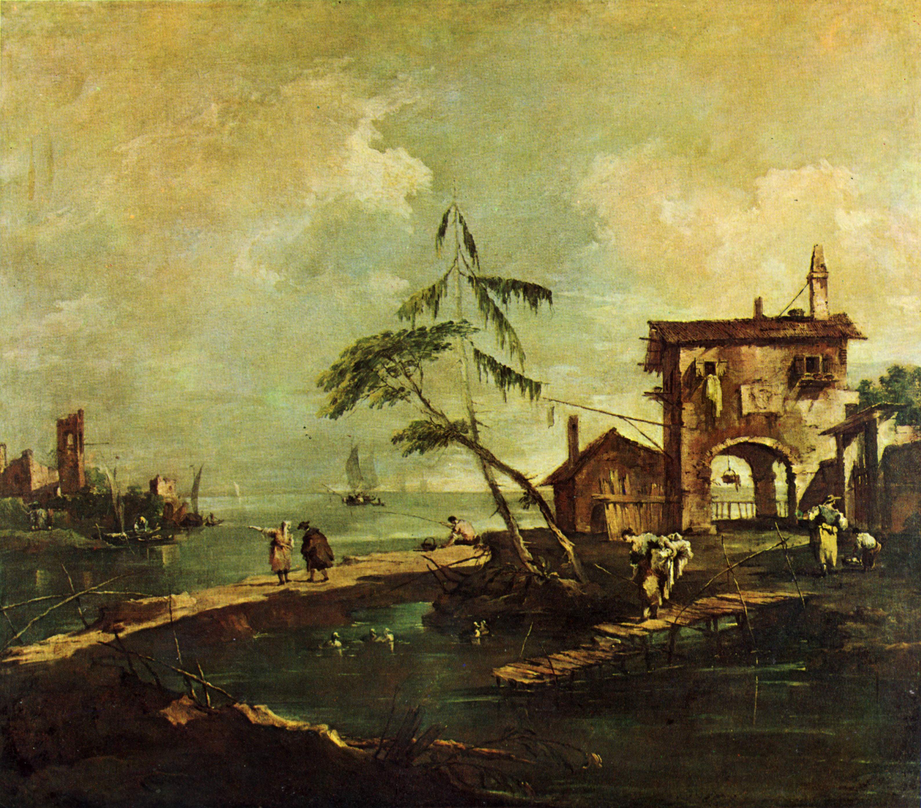 Capriccio avec maison rustique au bord de la lagune - Francesco Guardi - Alpha Reproduction