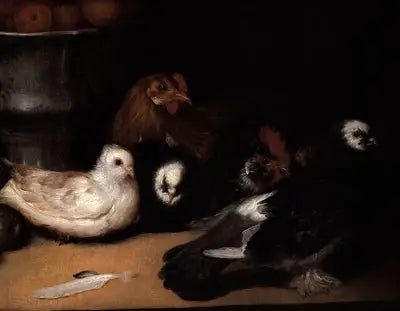 Reproduction du tableau « Pigeons et volailles - Francisco de Goya » par Alpha Reproduction en peinture à l’huile