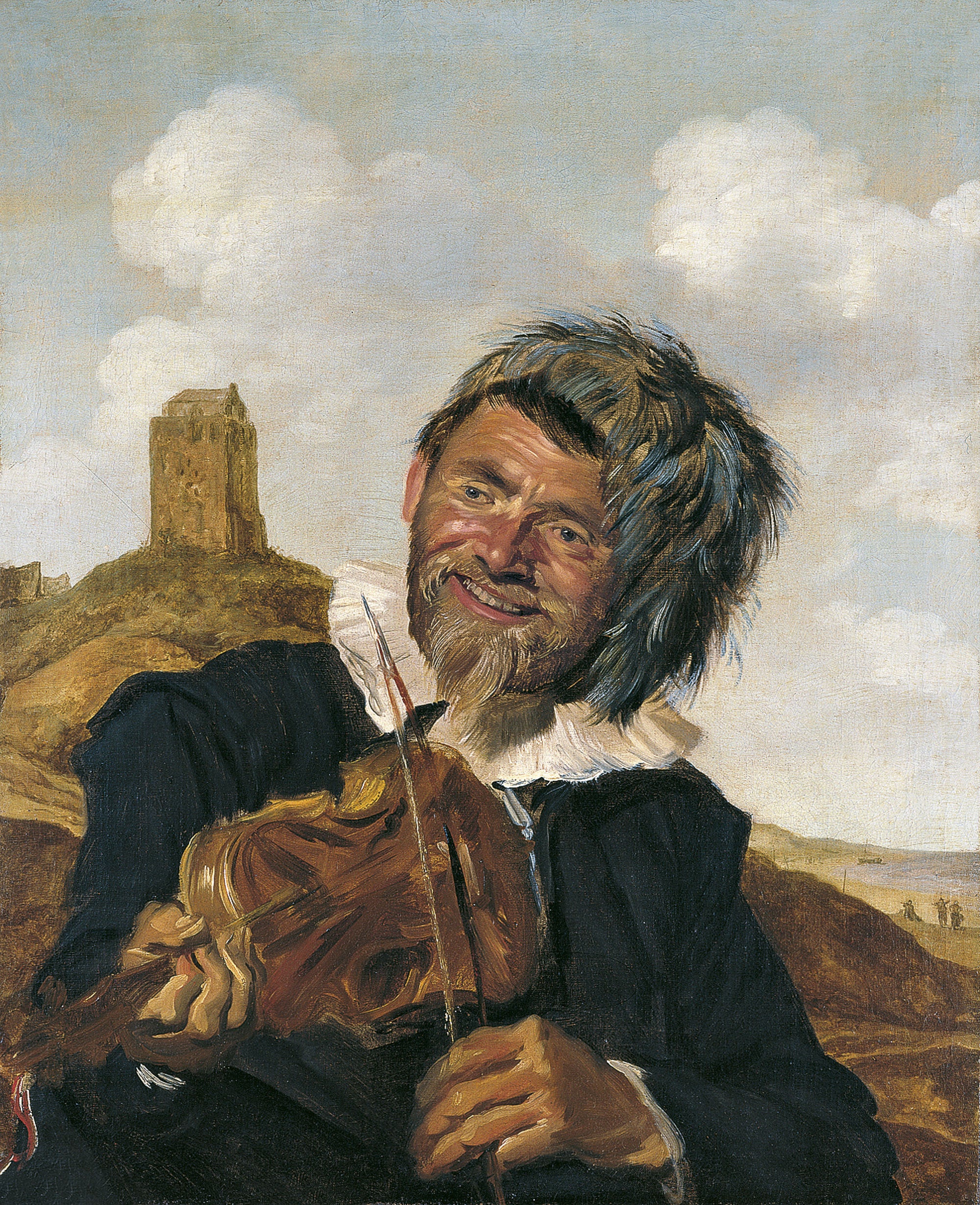 Violoniste gaucher dans un paysage de dunes - Frans Hals