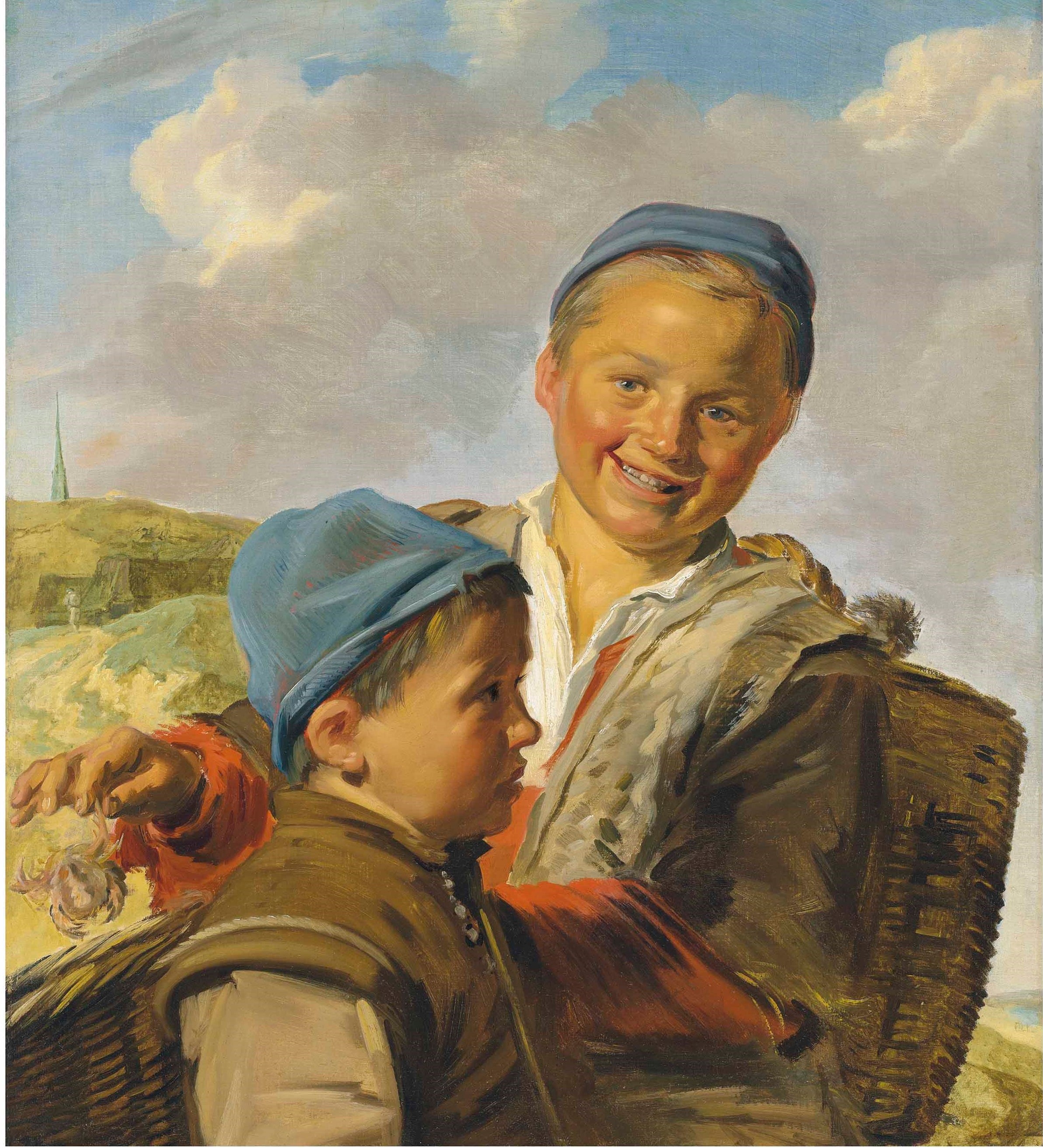 Portrait de deux garçons pêcheurs, l'un tenant un crabe - Frans Hals