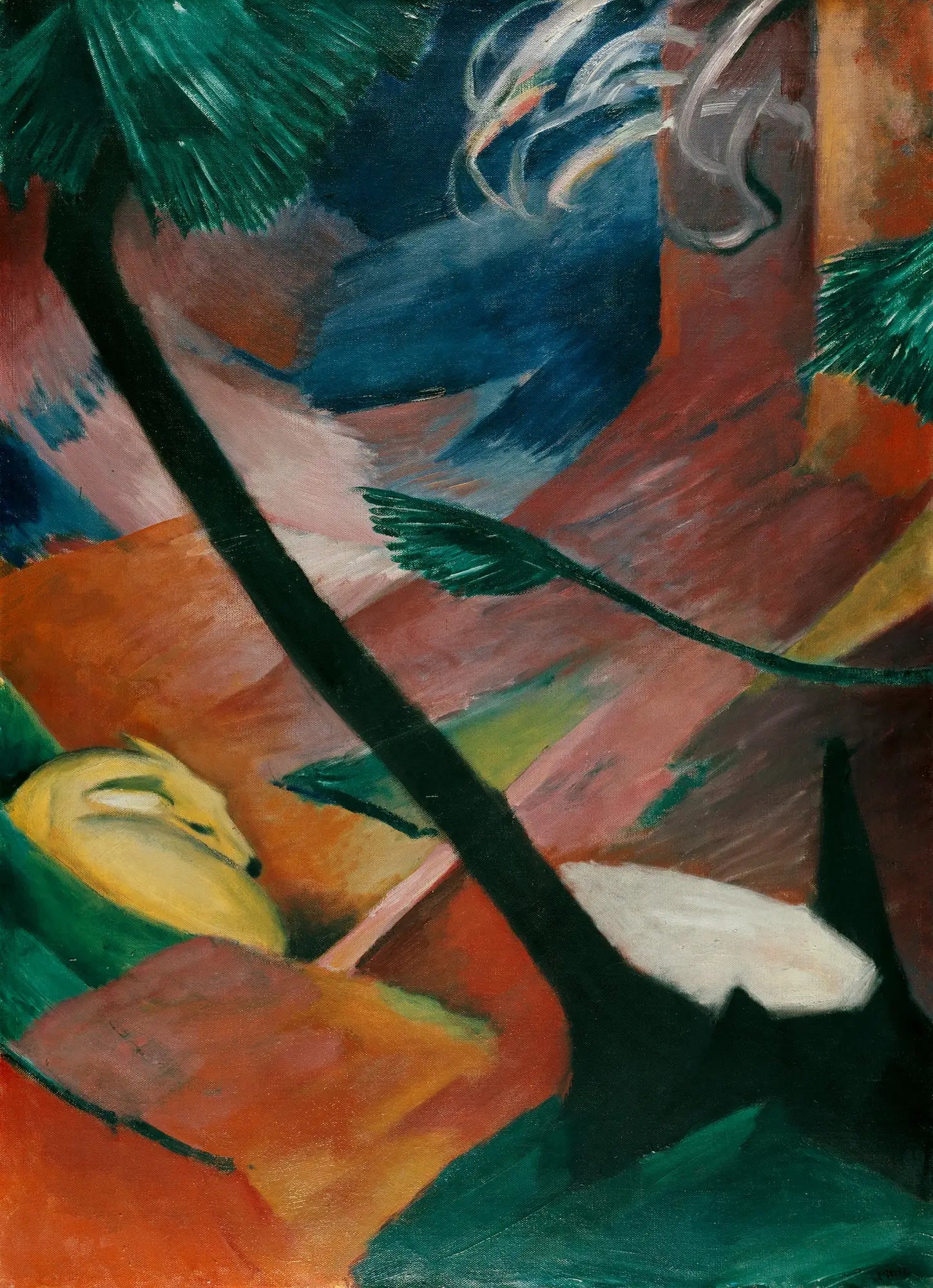 Reproduction du tableau « Cerf dans les bois II - Franz Marc » par Alpha Reproduction en peinture à l’huile