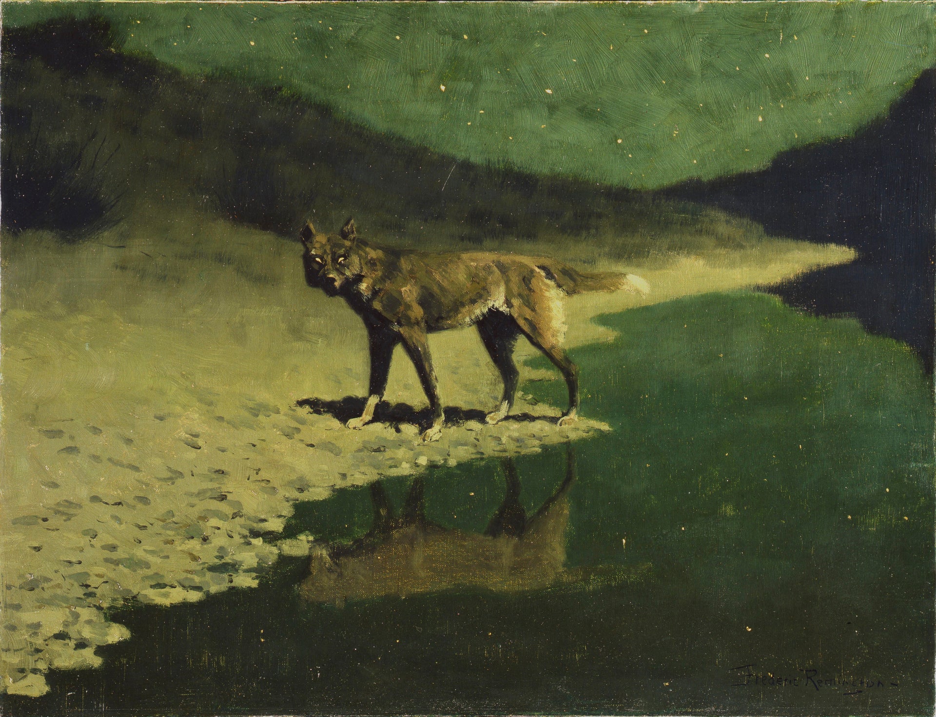 Loup au clair de lune de Frederic Remington