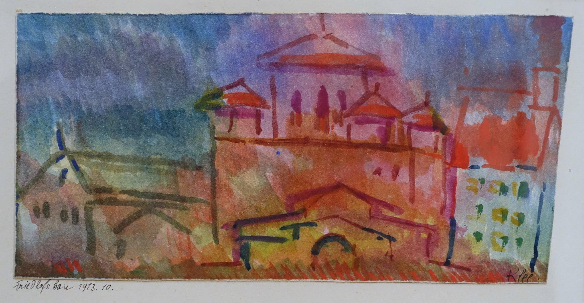 Friedhofsbau 1913, watercolor on woven paper — Paul Klee
