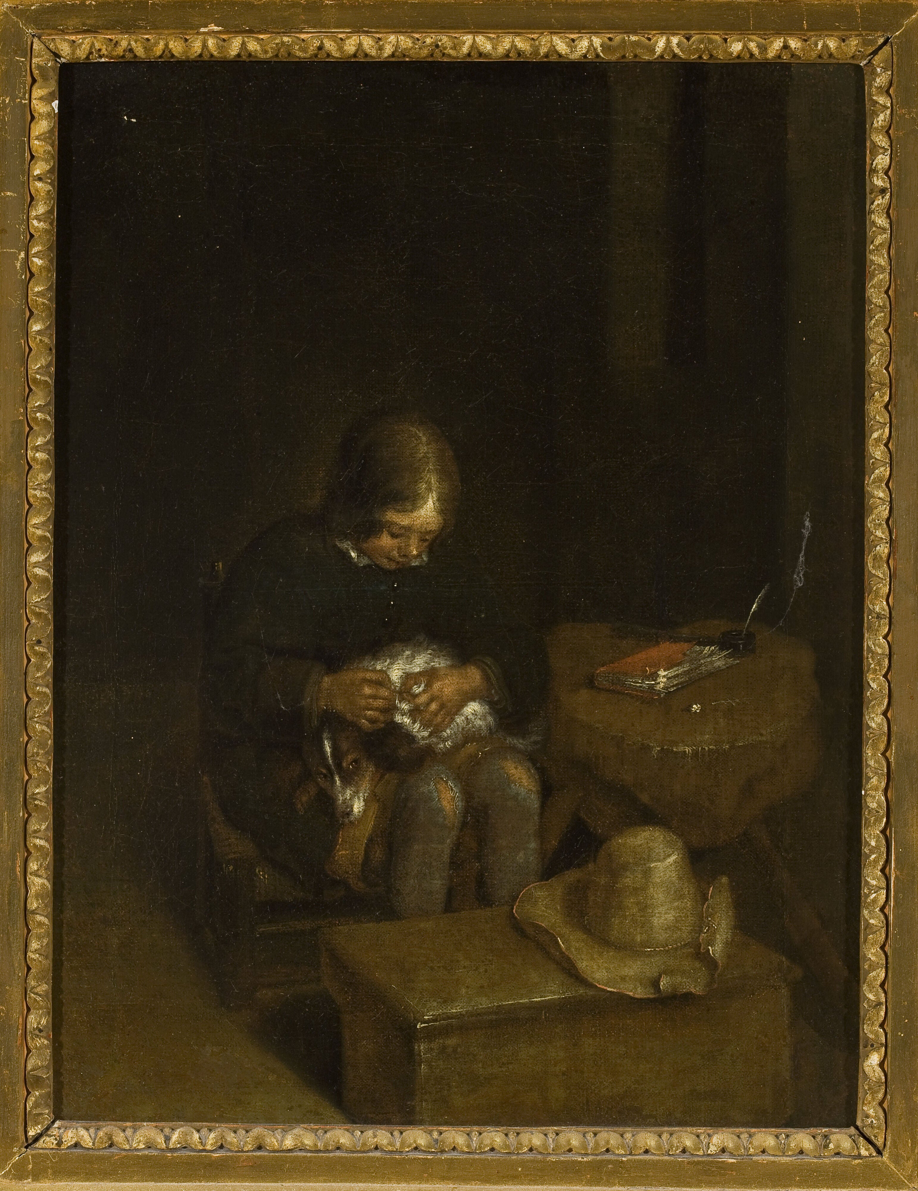 Un garçon qui chasse un chien - Gerard ter Borch