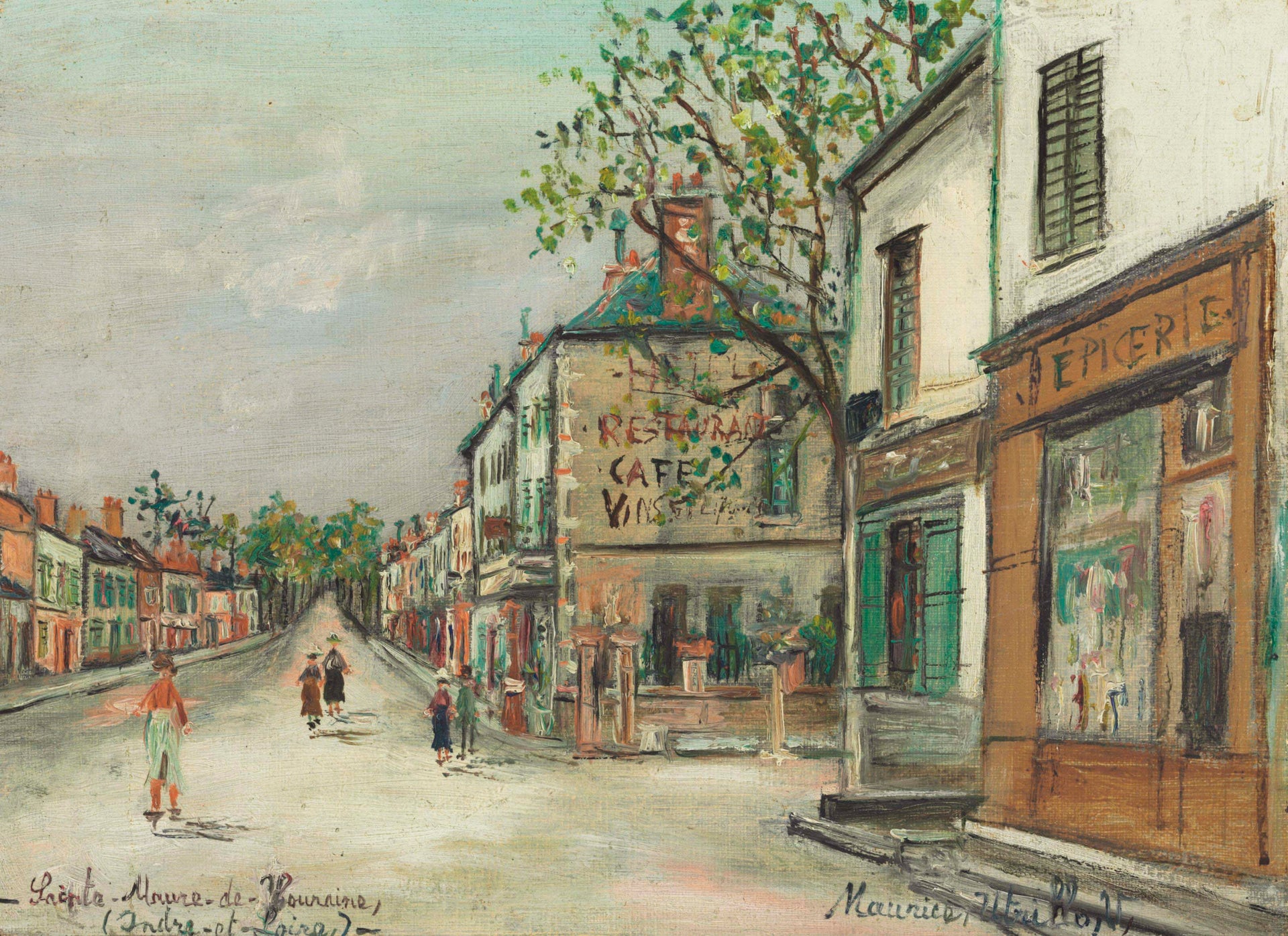 Grande rue Nationale à Sainte-Maure-de-Touraine (Indre-et-Loire) - Maurice Utrillo