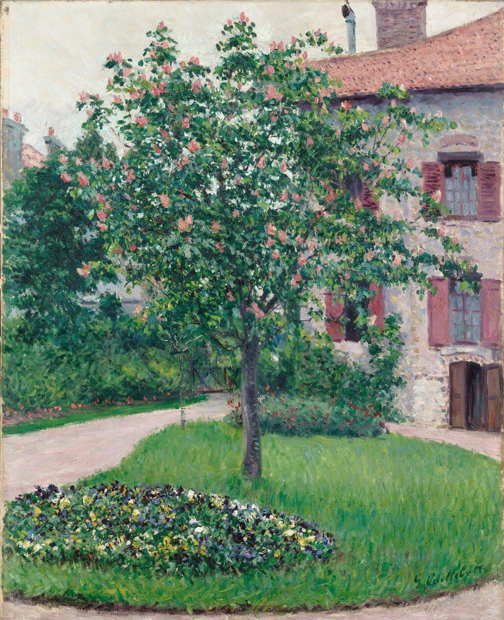 Le pommier fleuri (arbre en fleurs), peinture de Gustave Caillebotte