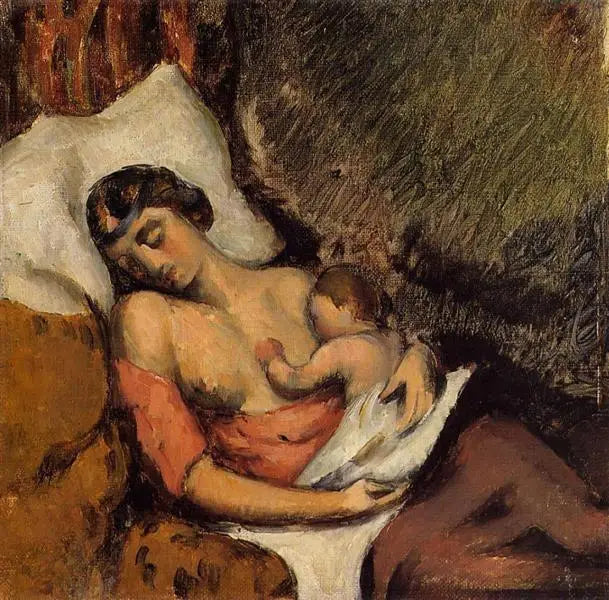 Reproduction du tableau « Femme allaitant son enfant - Paul Cézanne » par Alpha Reproduction en peinture à l’huile