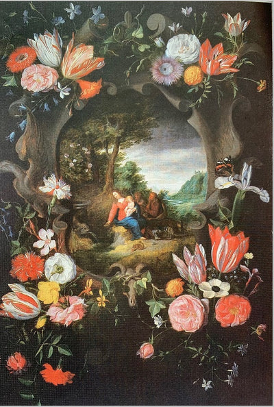 Guirlande de fleurs autour de la Sainte Famille dans un paysage - Jan Brueghel le Jeune