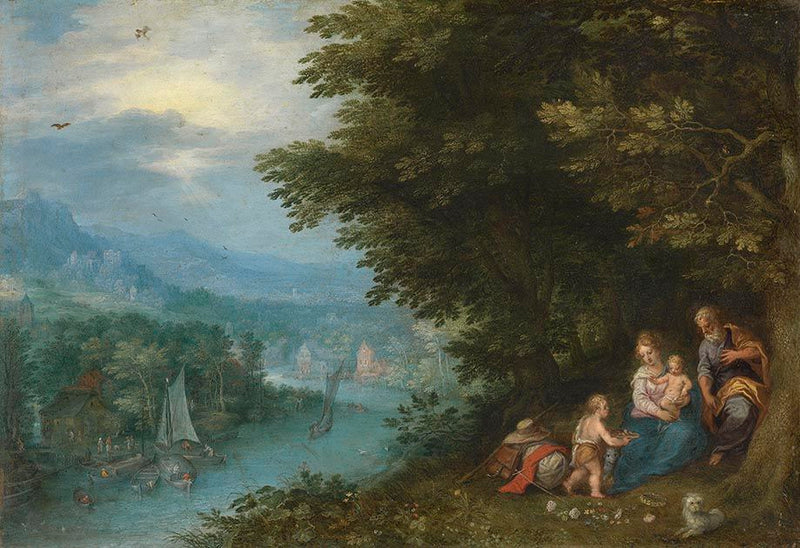 Paysage fluvial, le reste du temps pendant le vol vers l'Égypte - Jan Brueghel l'Ancien